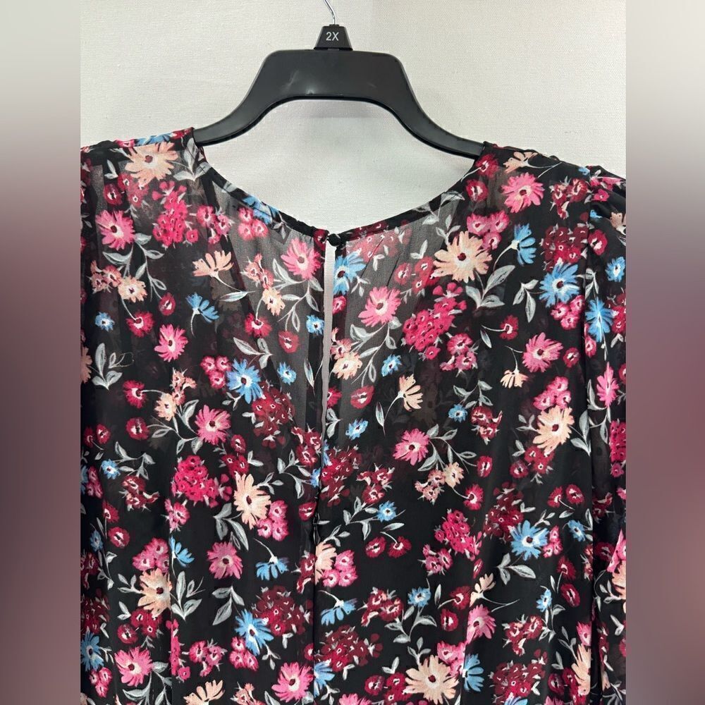 Calvin Klein High Low Faux Wrap Dress- Black Multi- Size 18 W - Picture 5 of 7
